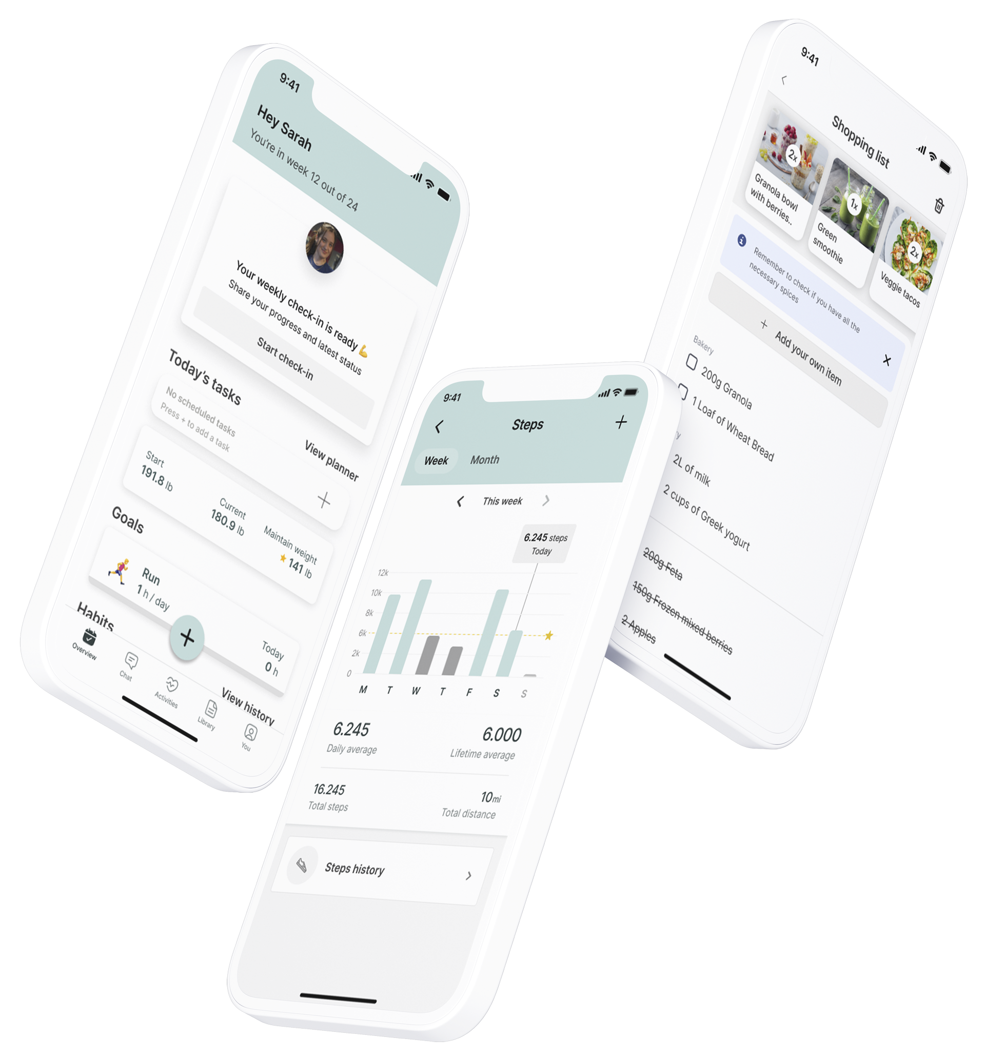 A mockup of the coaching app showcasing the features.